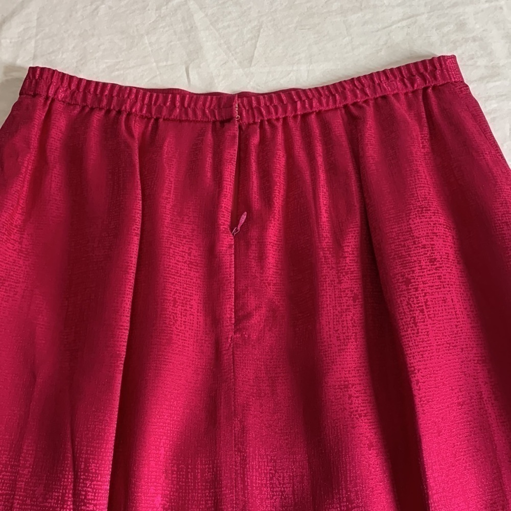 Vibrant Pink 100% Silk MIDI Skirt, 12 - Picture 3 of 7